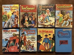 Lot of 8 1945-1958 Books Tom Sawyer Huckleberry Finn Gunsmoke Treasure Island T1 - Imagen 1 de 12