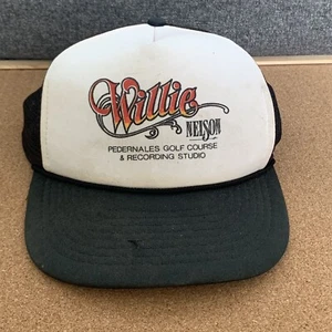 Vintage Willie Nelson Black White Snapback Trucker Hat Cap Traffic Cap Mesh - Bild 1 von 9