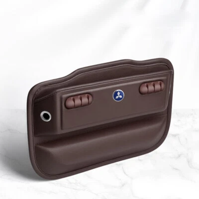 Brown Leather Car Seat Gap Filler Storage Organizer w/Cable Hole for Mitsubishi Foto 1 de 4