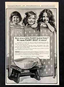 Jabón de hadas 1904 publicidad niñas detrás de pantalla lavabo impresión antigua AD - Imagen 1 de 1
