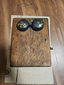 Western Electric hand crank wood telephone Box western electric W/crank, Works - Picture 1 of 13