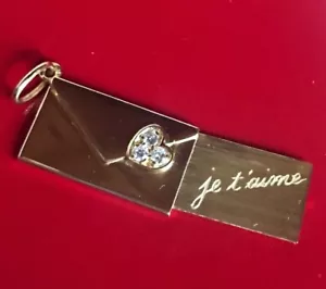 Cartier Diamond 18k Yellow Gold Heart Je t'aime Letter Open Pendant Top Charm - Picture 1 of 6