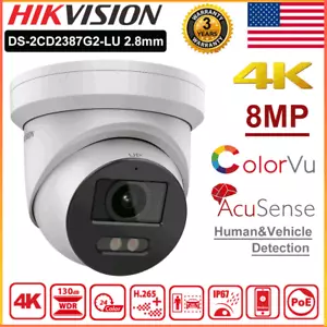 Hikvision 4K 8MP ColorVu AcuSense Turret IP Camera MIC PoE DS-2CD2387G2-LU 2.8mm - Picture 1 of 23