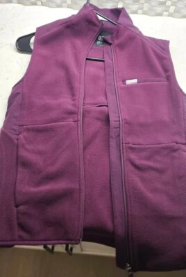 无花果磨砂抓绒夹克背心全新无标签 SZ XXS 紫色栗色葡萄酒磨砂夹克 — 第 1/4 张图片