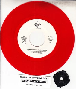 JANET JACKSON That's The Way Love Goes RED VINYL 7" 45 record + juke box strip - Foto 1 di 1