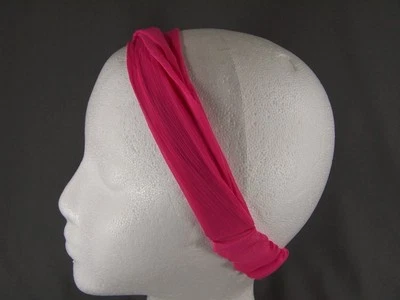 Pañuelo 3 en 1 diadema elástica tela suave ligera de gasa fucsia Foto 1 de 4