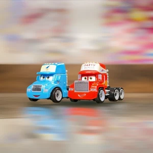DISNEY Pixar Cars Mini Racers Dinoco Gray +  Jocko Flocko MACK Set *loose* - Picture 1 of 17