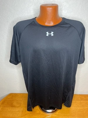 Camiseta atlética masculina Under Armour Run Fitted S/S extra grande GG - preta - poli - Imagem 1 de 4