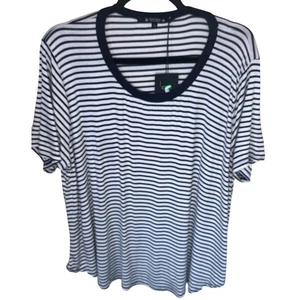Coin1804 Camicia Donna 3X Navy Bianco Righe Manica Corta Scoop Collo Elasticizzata Nuova con etichette - Foto 1 di 6