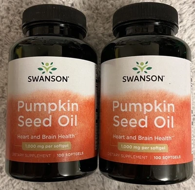 Cápsulas blandas de aceite de semilla de calabaza Swanson, 1000 mg, 200 quilates Foto 1 de 2