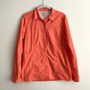 ExOfficio Womens Medium Coral Button Down Shirt Vented Fishing Hiking Outdoor - Picture 1 of 12