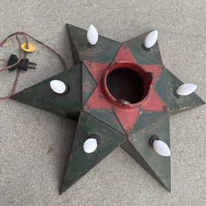 Antik Vintage 30er Jahre 18" Metall Stern Glühbirnen Weihnachtsbaum Sockel Noma - Bild 1 von 22