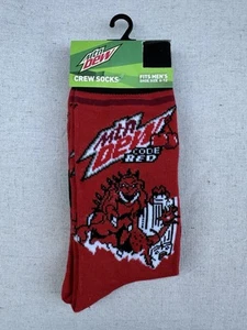 Mountain Dew Code Red Soda Crew Socks Adult Teen Men Women 6-12 Novelty Funny - Picture 1 of 2
