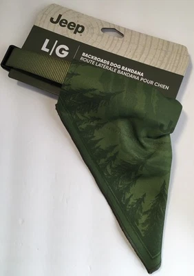 JEEP BACKROADS ADJUSTABLE DOG COLLAR & BANDANNA GREEN SZ LARGE NWT - Image 1 of 4