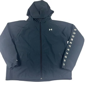 under armour storm windbreaker  Size XXL Loose Fit Black Hooded Rain Coat - Picture 1 of 10
