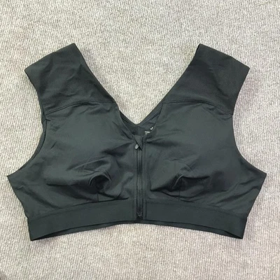 Tommie Copper Sports Bra Womens 3XL Black Front Zip Compression Copper Znergy - Image 1 of 4