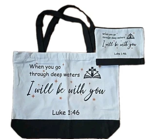 Christian ~ Canvas Tote Bag w/Handle & Makeup Bag w/Zip Closure ~ Bible Verse(1) - Bild 1 von 5