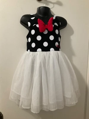 Vestido Disney Minnie Mouse Negro Blanco Lunares Tul Niña Talla 4 Foto 1 de 4