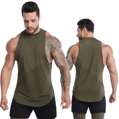 Mens Fitness Sleeveless Muscle Tee Solid Blank Tank T Shirt Hot Summer Gym Top - Image 1 of 4