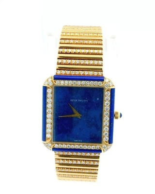 Patek Philippe 3727/3 Lapis Diamond Case Pave Bracelet Watch W/Archive - Image 1 of 4