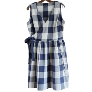 Abito Tommy Hilfiger senza maniche blu navy bianco gingham bufalo a quadri taglia 6 - Foto 1 di 8