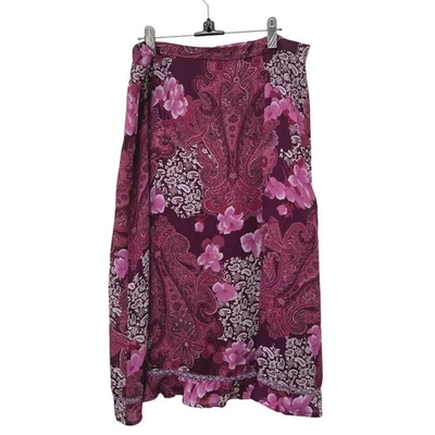 Sag Harbor Women's Skirt Size 16 Burgundy Paisley Floral Midi Length Ruffle - Image 1 of 4
