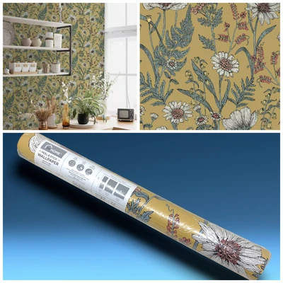 NEW InHome Peel & Stick Wallpaper Spring Meadow Yellow Floral 20.5" x 18' - Image 1 of 4