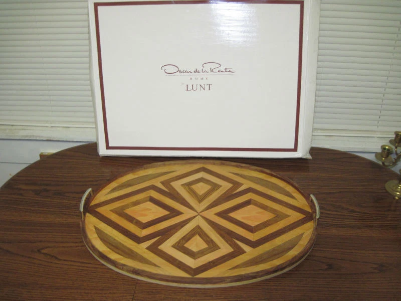    Oscar de La Renta Hand Crafted Kentwood Serving Tray NOS- Large Oval 25&3/8"  - Image 1 of 1