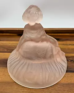 Vintage Pink Toussant Glass Frosted Satin Curtsy Girl Dance Powder Jar LID ONLY - Picture 1 of 7