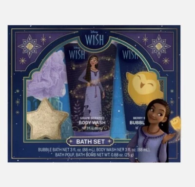 Juego de baño Disney WISH baño burbuja lavado corporal baño bomba y loofa nuevo Foto 1 de 2
