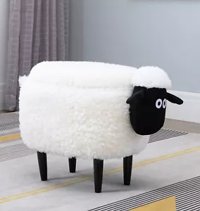 Foot Stool, Animal Sheep Ottoman with Padded Seat, Toy Storage Chest for Kids - Picture 1 of 8