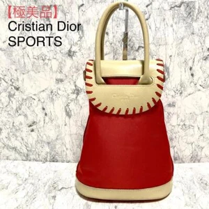 Christian Dior Leather Handbag Auth Red Beige Medium Women From Japan - Picture 1 of 11