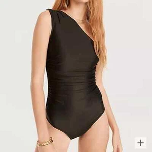 NWT J.Crew Ruched one-shoulder one-piece swimsuit Black Size 6 - Picture 1 of 2