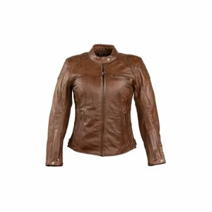 AGV SPORT SAKI Women's Jacket Leather Cafe Cruiser Brown Size 2 Tobacco - Picture 1 of 7