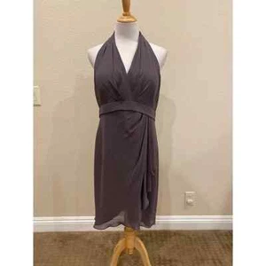 Jenny Yoo Collection Halter Gown Dress Knee Length V Neck Taupe Size 14 - Picture 1 of 5