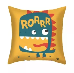 Dinosaur Throw Pillow Couch Bed Cushion Cover 18x18 Gift Decor Boy Playroom - Picture 1 of 1