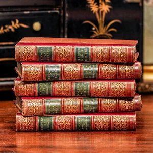 Beautiful Collection Antique Ornate Red Leather Spine Books History of Europe - Picture 1 of 9