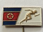 ATHLETICS and Flag of the DPRK North Korea Sport Rare Pin Back Lapel!