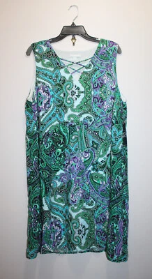 NEW YORK & COMPANY DRESS SLEEVELESS PAISLEY MULTICOLR SIZE XL - Image 1 of 3