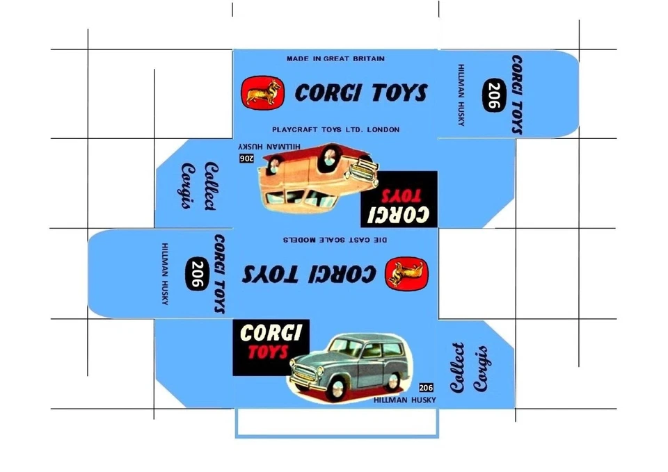 CORGI   206 HILLMAN HUSKY  REPRODUCTION BOX REPRO  - Image 1 of 1