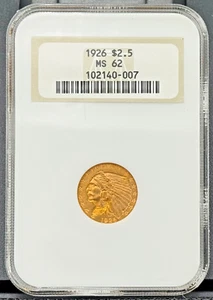 1926 P $2.5 Indian Head Gold Quarter Eagle NGC MS 62, Old Fatty Case - Picture 1 of 5