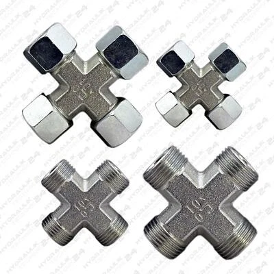 Raccord Hydraulique Croisé Avec/Sans Écrou/Anneau De Découpe Métrique - Photo 1/3