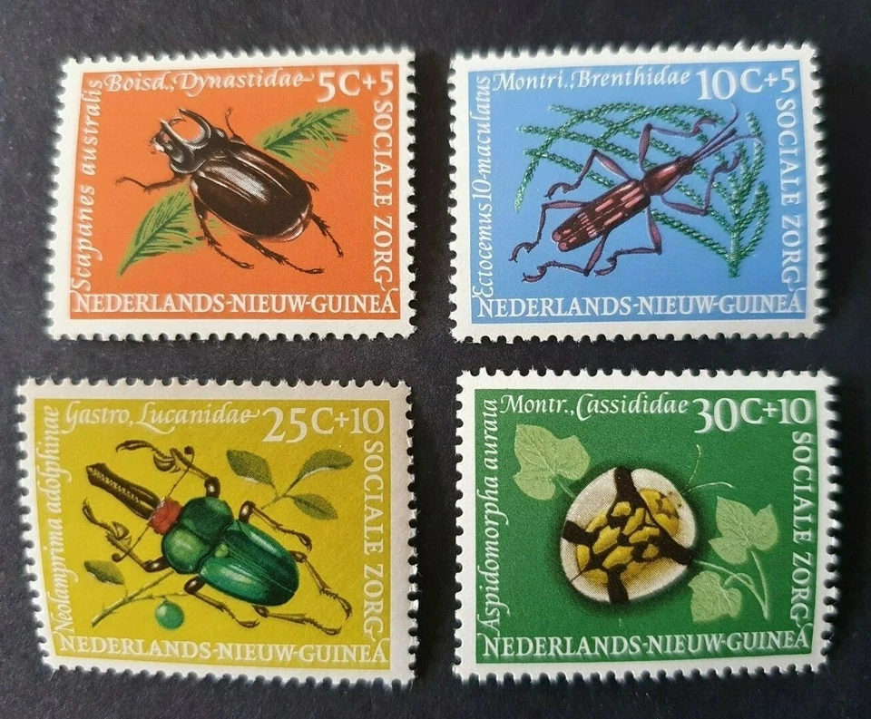 1961 NETHERLANDS NIEUW GUINEA SET SOCIAL CARE BUG ANIMALS BEETLES 69-72 VF MNH - Image 1 of 1