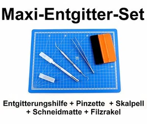 5er Maxi-Entgitter-Set Pinzette+Entgitternadel+Skalpell+Rakel+Schneidematte Flex - Bild 1 von 12