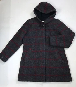Woolrich Ember Peak Dufflecoat Jacke Damen L Poly/Wolle rot grau kariert gebraucht, in einwandfreiem Zustand - Bild 1 von 12