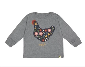 LP79240 - John Deere Youth Girls Long Sleeve Tee, Floral Chicken Small - Picture 1 of 1