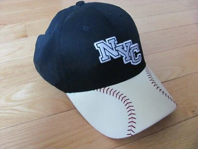MENS NYC DARK BLUE WITH WHITE BASEBALL CAP HAT ADJUSTABLE ONE SIZE - Image 1 of 3