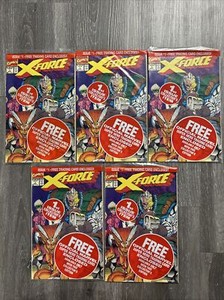 X-FORCE #1 Complete Sealed Comic Book lot of 5 with all cards: Deadpool, Cable