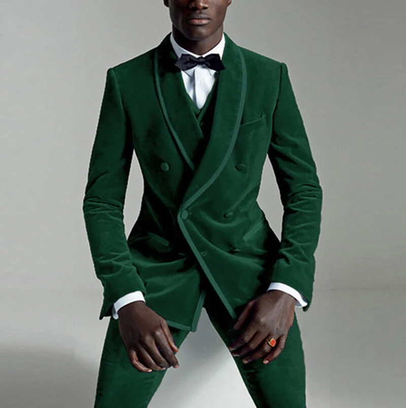 2 Piece Men Velvet Suits Dinner Jacket Formal Pants Shawl Collar Coat Wedding  - Image 1 of 4