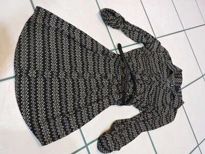 ULTRA FLIRT WET-SEAL NWT KNEE LENGTH KNIT BELTED ROLL-TAB SLV BLK/WHT SZ M DRESS - Image 1 of 4